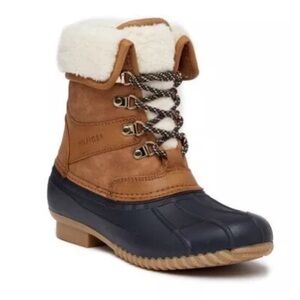 TOMMY HILFIGER Women's Dark Brown Fur Duck Boots